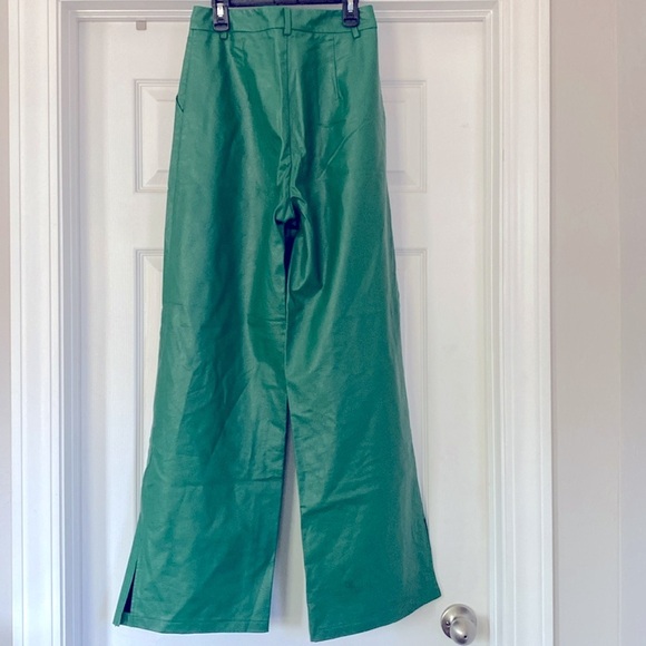 Princess Polly Vegan Leather Suki Green High-Waisted Pants - Picture 5 of 7